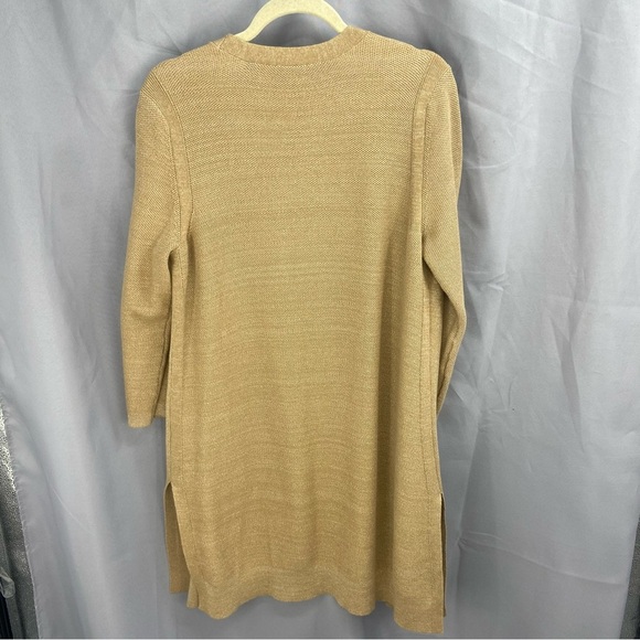 Talbots Plus Tan / Gold Metallic Knit Open Front Cardigan Duster Sweater Size X - Picture 8 of 8